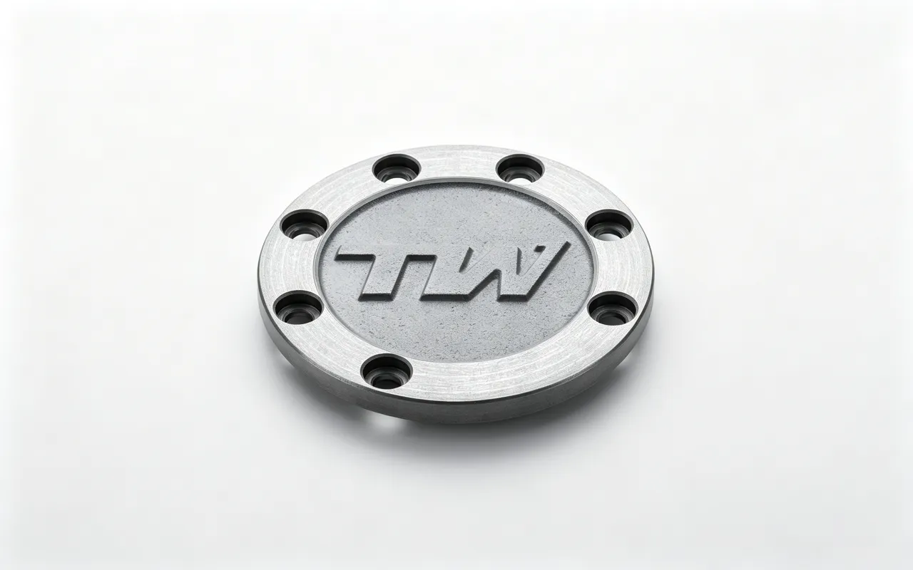 End cap with logo counterbore